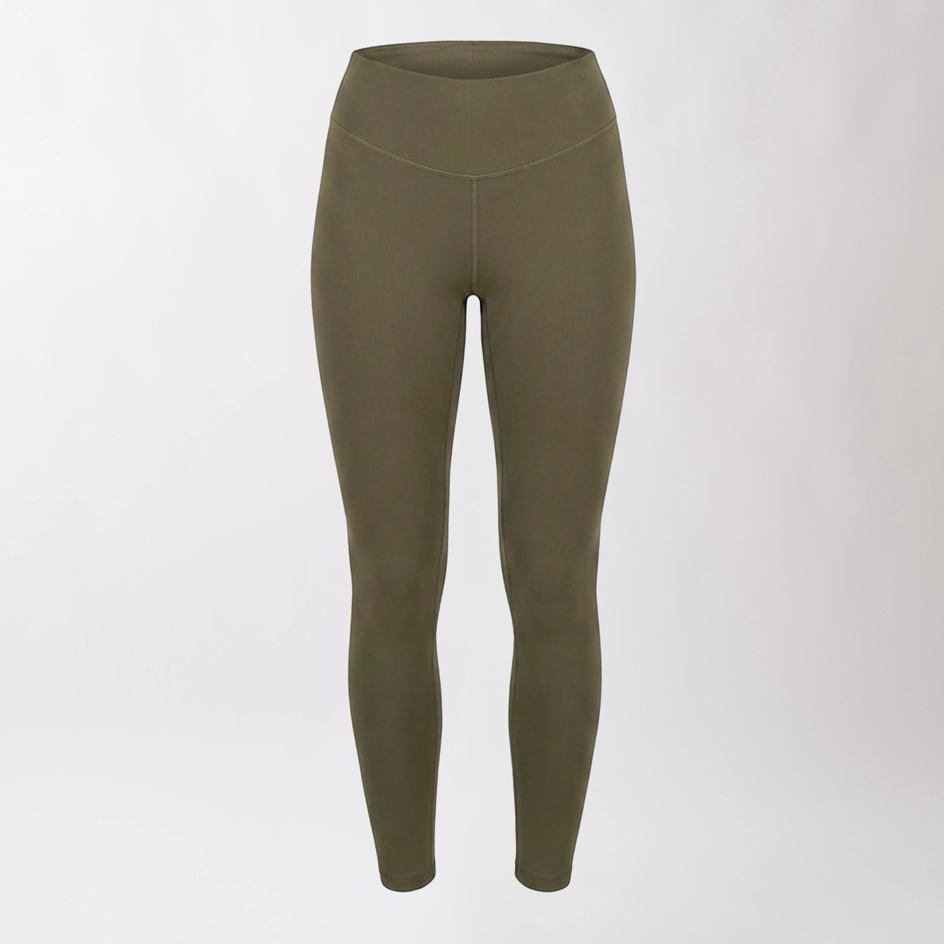 Leggings sportivi verdi da donna a vita alta: tessuto elasticizzato, morbido e confortevole per fitness, yoga, pilates e allenamenti di ogni intensità.